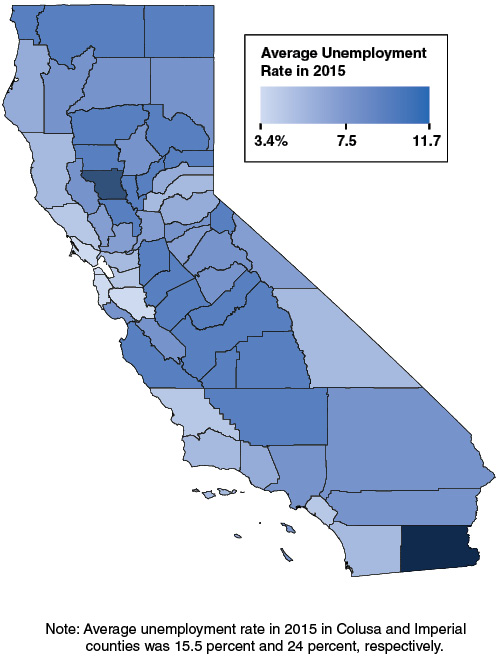 Unemployment Rates Generally Highest in Central Valley