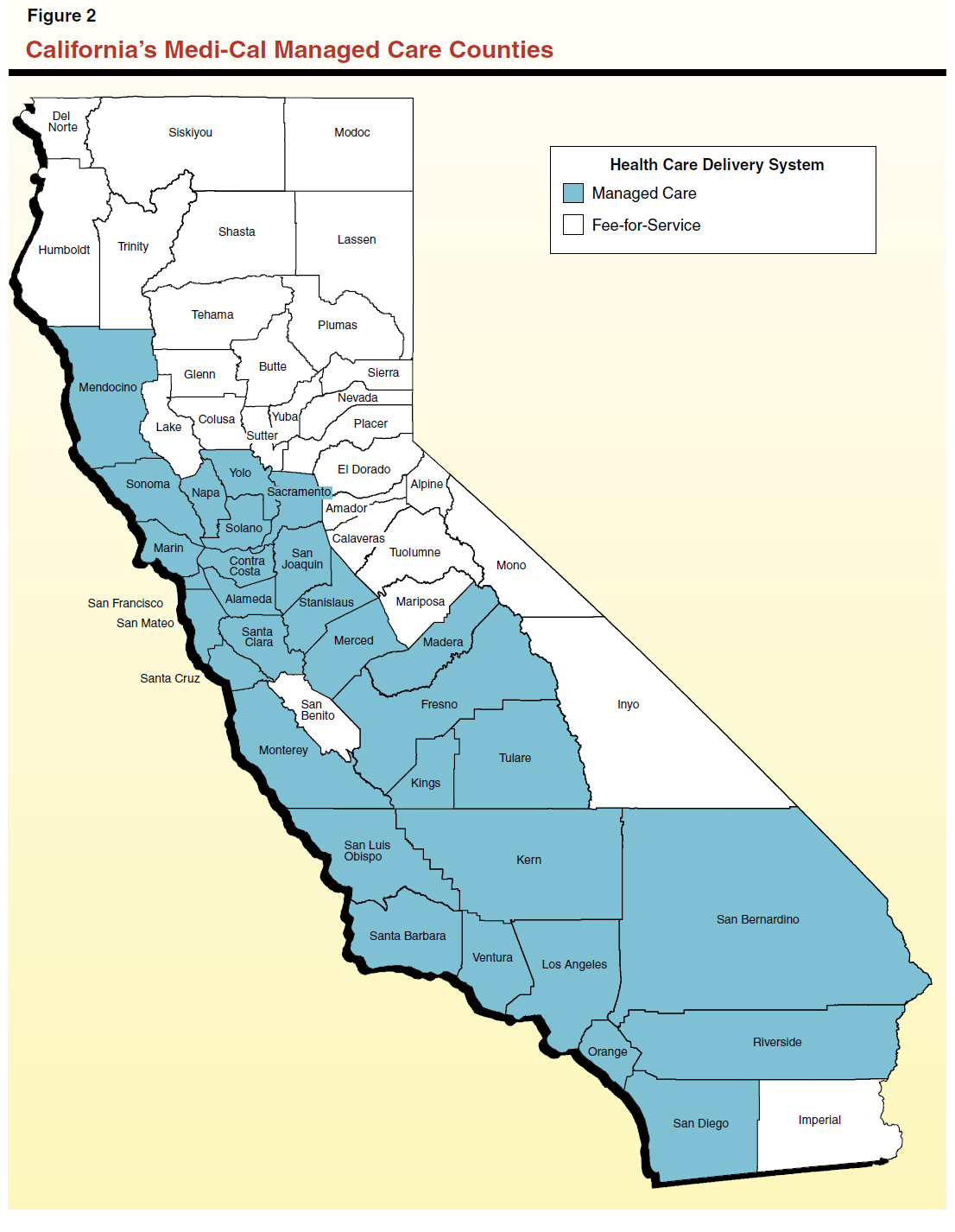 Figure 2 - Map of California's Medi-Cal Managed Care Counties