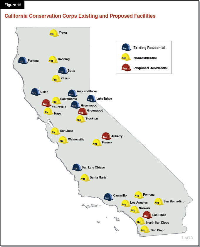 Figure 12 - California Conservation Corps Existing and Proposed Facilities