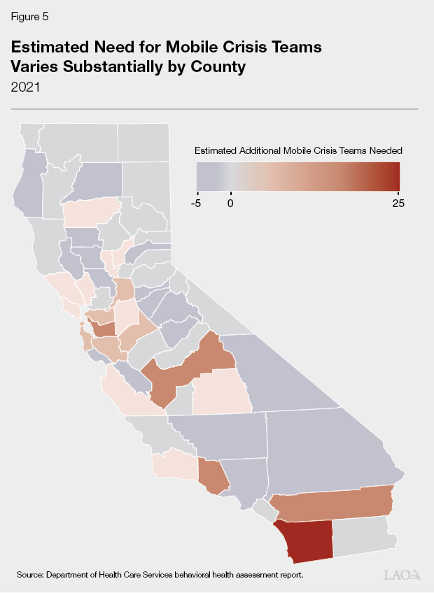 Figure 5 - Estimated Need for Mobile Crisis Teams Varies Substantially by County